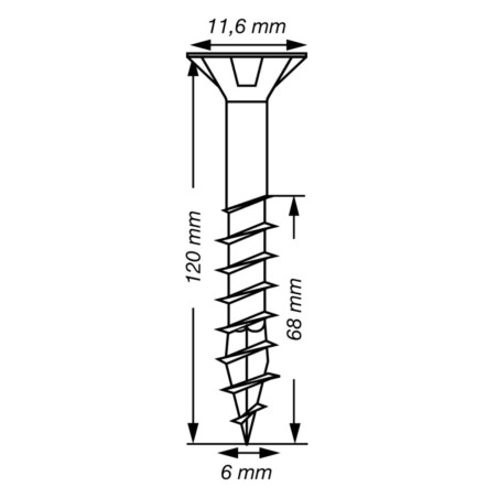 1 x Spax T-STAR LISÄÄ uppokantainen TORX T30 Ruostumaton teräs A2 6X120 Kierteytetty kohteessa 68