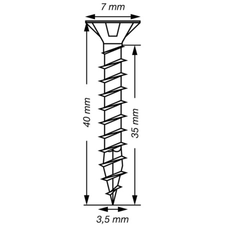 1 x Spax T-STAR LISÄÄ uppokantainen TORX T15 Ruostumaton teräs A2 3,5x40 Kokonaan kierteytetty