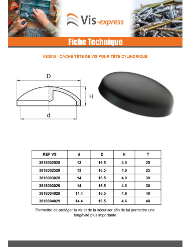 1 x Skruvhuvudskåpa TORX T30 Pään halkaisija:...