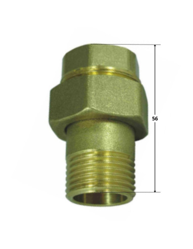 1 x Flat rett unionkobling 20x27 (3/4") Uros...