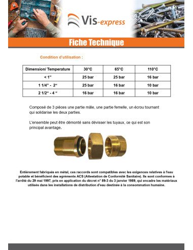 1 x Flat rett unionkobling 20x27 (3/4") Uros...