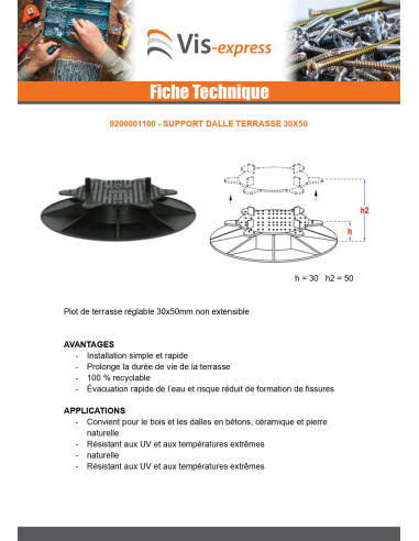 1 x Laatan tuki terassi 30x50