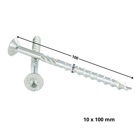 1 x Kehysruuvi TEKOR uppokantainen Uritettu TORX T40 10x100 Kierteytetty kohteessa 60 "Halkeamista estävä kärki