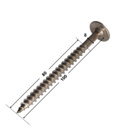 1 x "Ruuvi rakennuspuutavaraan Ruostumaton teräs A2 8x100 Kierteytetty kohteessa 80 TORX T40 Pään halkaisija: 20