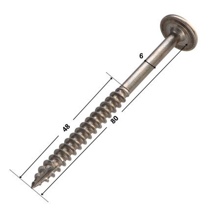 1 x "Ruuvi rakennuspuutavaraan Ruostumaton teräs A2 6x80 Kierteytetty kohteessa 48 TORX T25 Pään halkaisija: 15