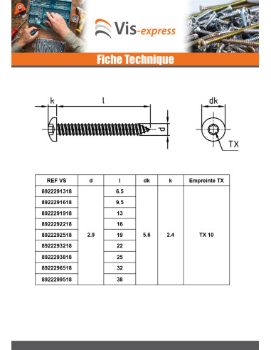 1 x Levyruuvi Kupumainen lieriöpää 3,5 x 38...