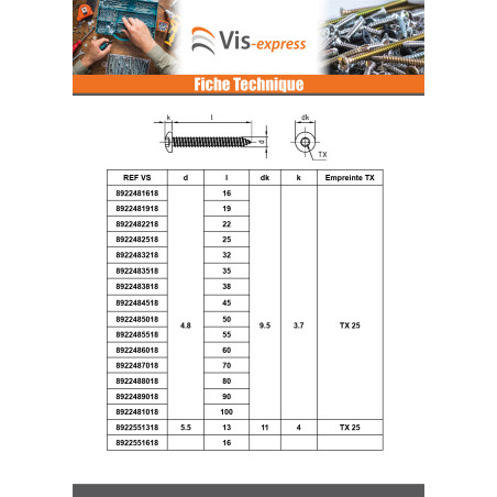 1 x Levyruuvi Kupumainen lieriöpää 4.2X38 TORX T20 Ruostumaton teräs A4