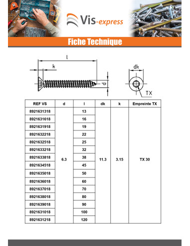 1 x Levyruuvi uppokantainen 2,9x38 TORX T10...