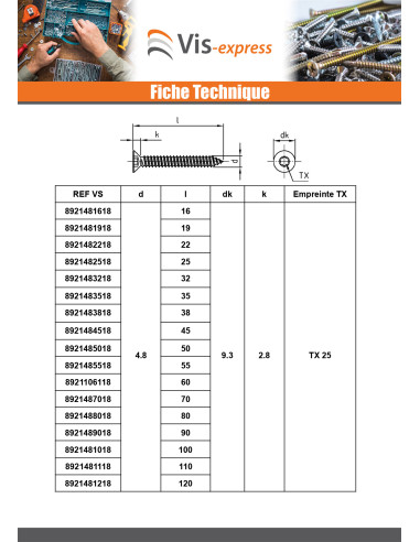 1 x Levyruuvi uppokantainen 5,5 x 13 TORX T25...