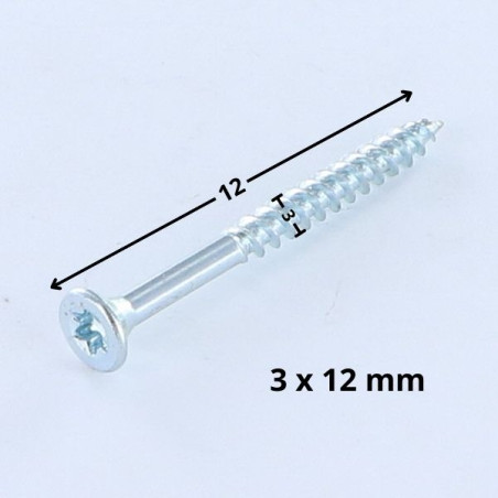 1 x Puuruuvi uppokantainen TORX T10 3X12 Sinkitty teräs mikroruuvi