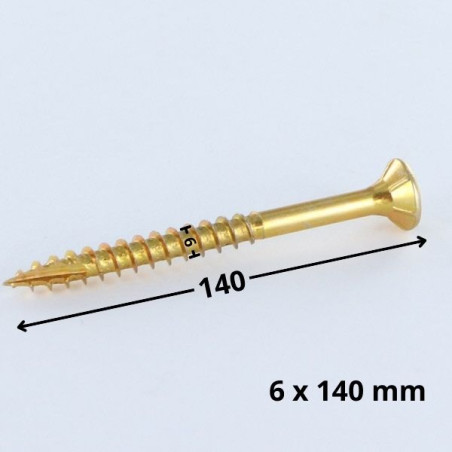 1 x "Puu- ja lastulevyruuvi uppokantainen Uritettu 6X140 Kierteytetty kohteessa 70 TORX T30 ZBCR3+ "Halkeamista estävä