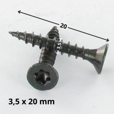 1 x Puuruuvi uppokantainen TORX T15 3,5 x 20 Musta sinkitty teräs