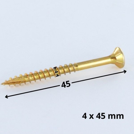 1 x "Puu- ja lastulevyruuvi uppokantainen Uritettu 4X45 Kierteytetty kohteessa 27 TORX T20 ZBCR3+ "Halkeamista estävä
