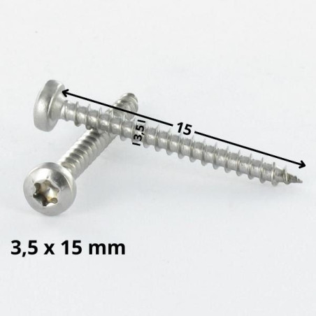 1 x Puuruuvi Pyöreä pää 3,5 x 15 TORX T15 Sinkitty teräs