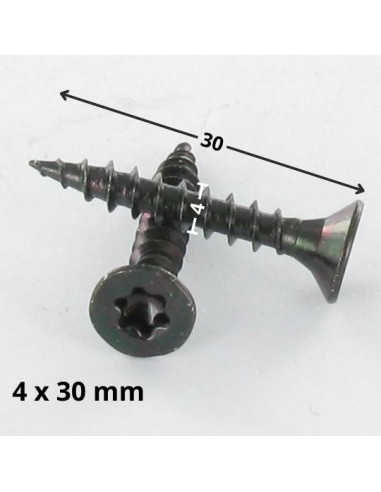 1 x Puuruuvi uppokantainen TORX T20 4X30 Musta...