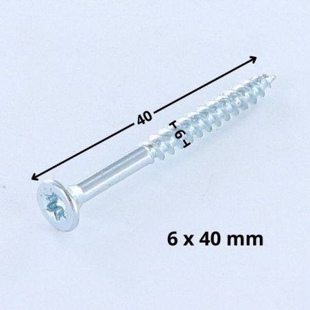1 x Puuruuvi uppokantainen TORX T25 6x40 Sinkitty teräs