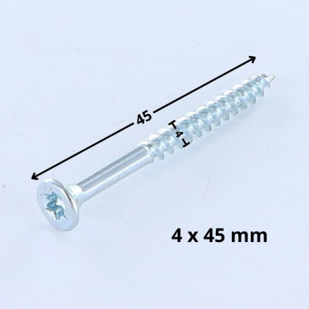 1 x Puuruuvi uppokantainen TORX T20 4X45 Sinkitty teräs