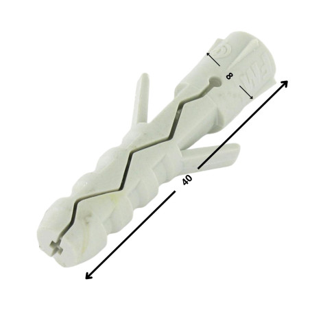 1 x Kiinnitystulppa Nailon 8x40 Ilman Laippa