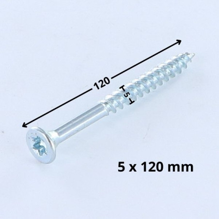 1 x Puuruuvi uppokantainen TORX T25 5X120 Kierteytetty kohteessa 70 Sinkitty teräs