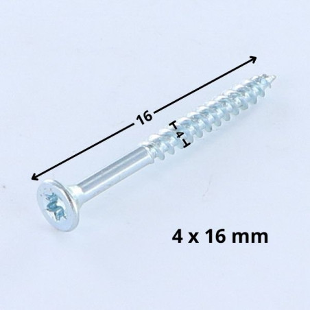 1 x Puuruuvi uppokantainen TORX T20 4X16 Sinkitty teräs