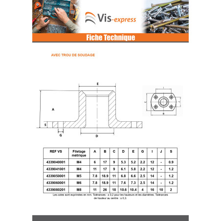 1 x Kaareva hitsausmutteri sisäinen pomo M10 26X18 korkeus 12 Raakateräs