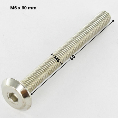 1 x Metalliruuvit litteällä päällä Avain 4 HC4 M6X60 Nikkelöity teräs