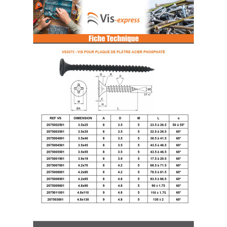 1 x PVC-ruuvi Ruuvi TTPC 4.2x70 Teräsfosfaatti