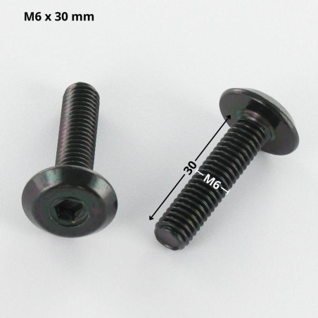 1 x Metalliruuvit litteällä päällä Avain 4 HC4 M6X30 Musta sinkitty teräs