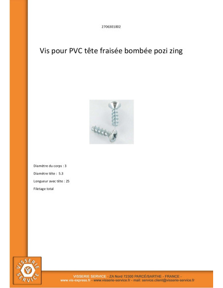 1 x PVC-ruuvi Kupumainen uppokanta Pozi 3X10 Sinkitty teräs mikroruuvi