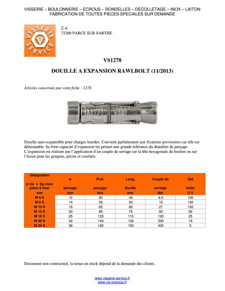 1 x Paisuntaholkki rawbolt M 8 S 4603