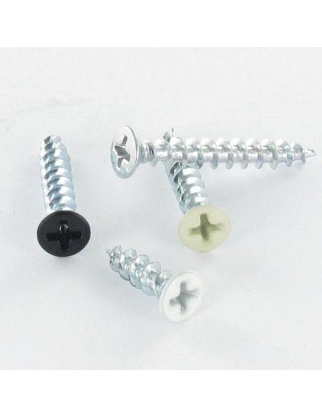 1 x PVC-ruuvi Kupumainen uppokanta Phillips 4,3x25 Sinkitty teräs RAL9003 turvavalkoinen