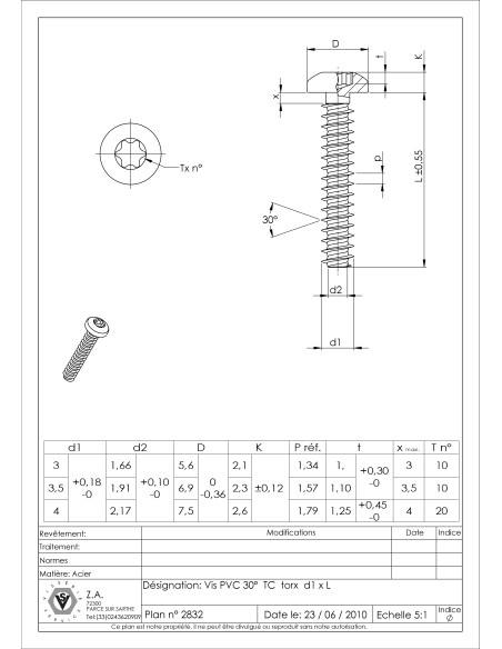 1 x PVC-ruuvi Lieriöpää TORX T10 3X10 Sinkitty teräs mikroruuvi