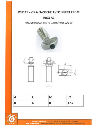 1 x Metalliruuvit Vasarapää 17.2x8x6 EDPM M8X18...