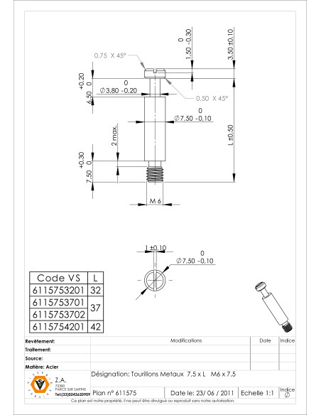 1 x Poratapit Metallit Sinkitty teräs 7,5x37 M6-7.5