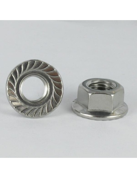 1 x Mutteri Kuusikulmainen HU Ruostumaton teräs A2 Uritettu laippakanta M4 "Wax
