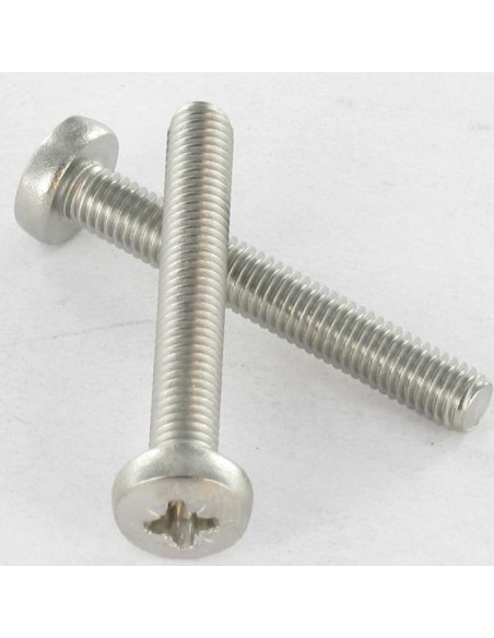 1 x Metalliruuvit leveä kupukantainen Pozi PZ10 M4X25 Ruostumaton teräs A4