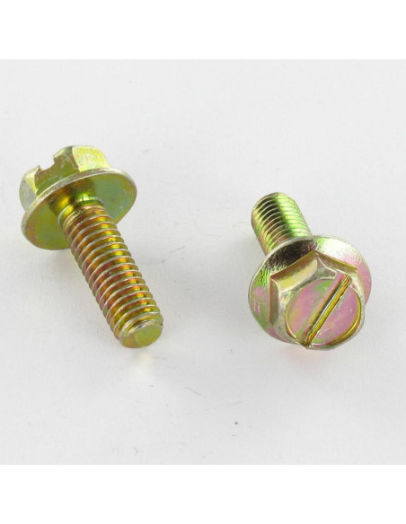 1 x Metalliruuvit Kuusiopää TH M5X18 Laippakanta 11 Halkaistu Dikromattu