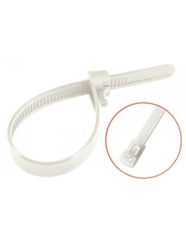 1 x Gjenåpningsbare klemmer 7,6 x 250 vit nylon...
