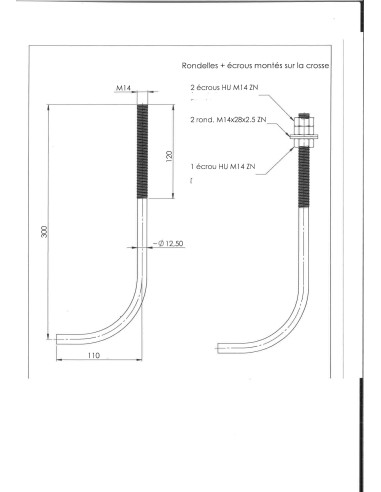 1 x Kiinnityskoukku M14X300 +3 Mutteri +2...