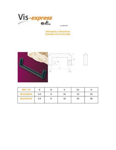1 x KAHVA svart nylon Pituus 120