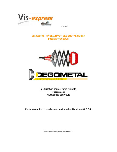 1 x DEGOMETAL GO niittipihdit 810
