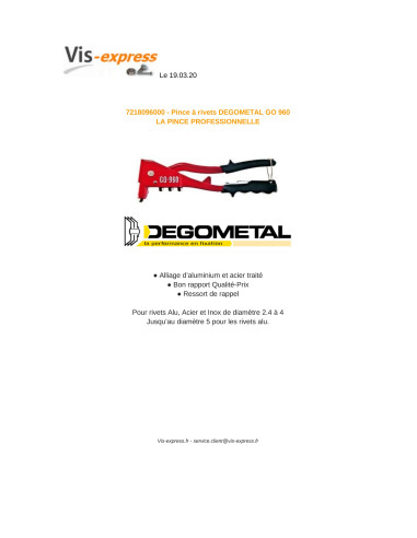 1 x DEGOMETAL GO niittipihdit 960