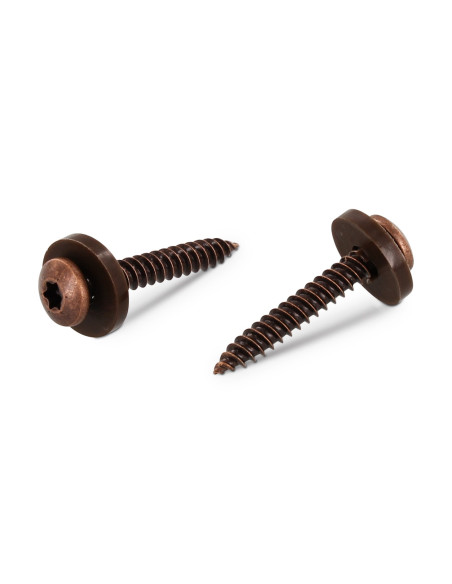 1 x Levyruuvi Lieriöpää TORX T15 + Aluslevy Nailon 3,9 x 16 Ruostumaton teräs A2 Ruskea