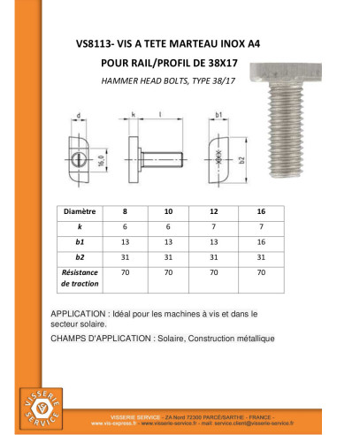 1 x Metalliruuvit Vasarapää 13x31x6 M12X60...