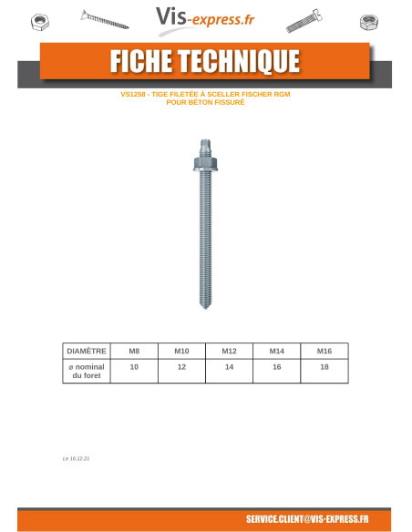 1 x Kierretanko Fischer RGM to TIIVISTE M12X380 Sinkitty teräs