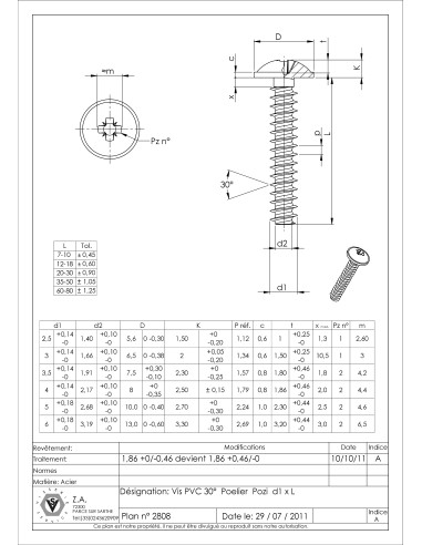 1 x "PVC-ruuvi "Kupolipultti Pozi 3,5 x 8...