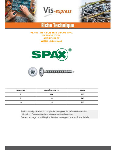 1 x Spax Puuruuvi Levypää TORX T40 8X340...