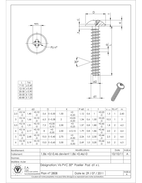 1 x PVC-ruuvi "Kupolipultti Pozi PZ10 4X10 Musta sinkitty teräs