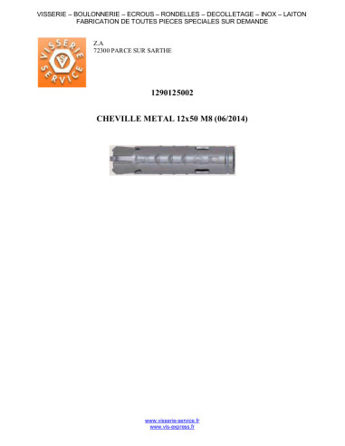 1 x Kiinnitystulppa METALLI FM-MP3 12x50 M8...