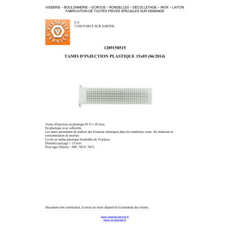 1 x SEULAA INJEKTIOINNIN Muovinen RAWLPLUG 16X85